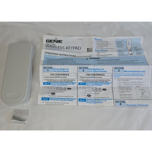 Genie Intellicode Wireless Keyless Keypad Garage Door Opener ACSD1G - Picture 14 of 16